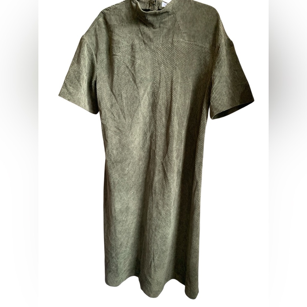 NEW PROLOGUE Woman’s Olive Green Soft Corduroy Retro Style Dress Gorgeous! XXL